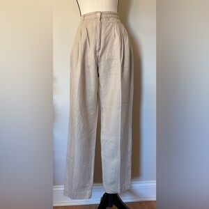 Linen Karen Kane Light Tan Pleated Trousers